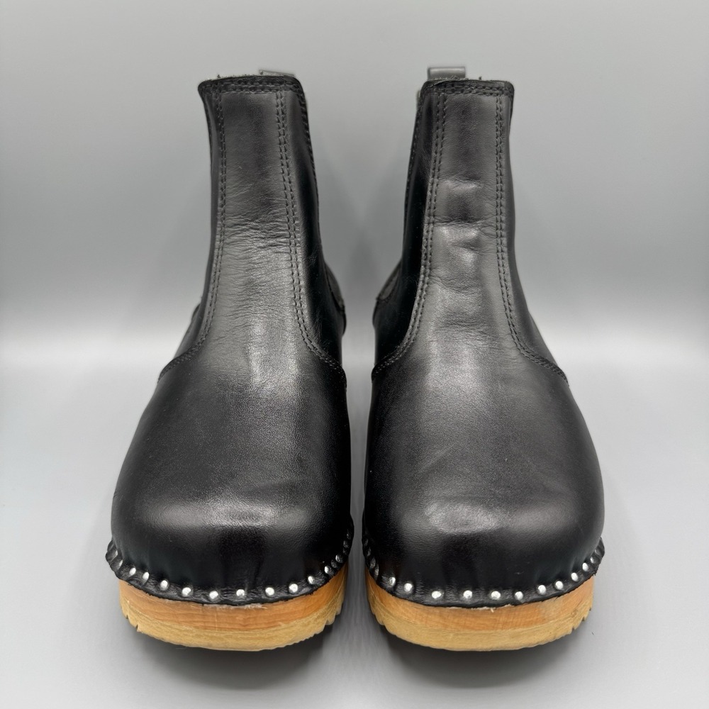 Troentorp Rockwell Shearling Black Leather Slip On Clog Boots 37/7-7.5 - Picture 4 of 10